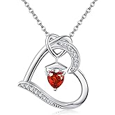 YAFEINI Birthstone Graduation Necklace S925 Sterling Silver Class of 2024 Bachelor Cap Necklaces Class of 2025 Heart Pendant College High School Graduation Jewelry Gifts for Women (July-Ruby)