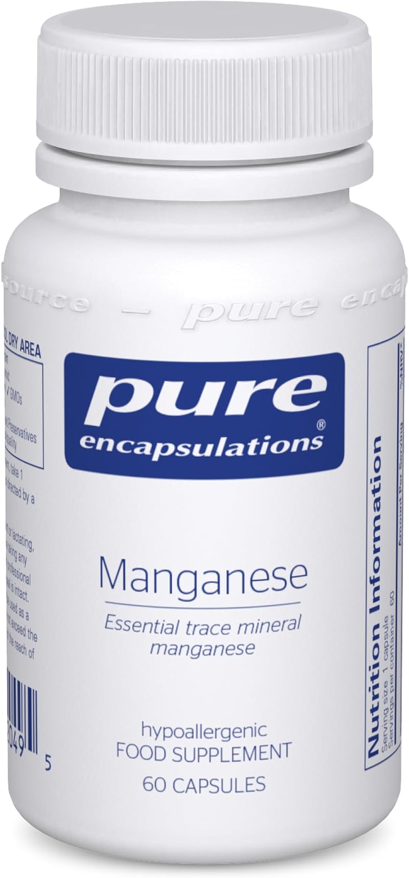 Pure Encapsulations Manganese 8mg - 60 Veg Capsules, Bioavailable Mineral