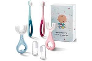 Frerdui 6 in 1 Baby Training Toothbrush Set - Infant to Toddler Toothbrush Oral Care Silicone Toothbrush for Baby - Food Grade Silicone,Extra Soft Bristles,Perfect for 6+,12+,24+ Months