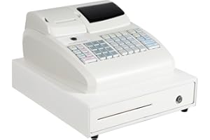 QEUSULIO 47 Keys Electronic Cash Register, Electronic Cash Registers, Electronic Register Cash Management System with 6 Digits LED & Cash-Drawer for Small Businesses Retailers Supermarkets