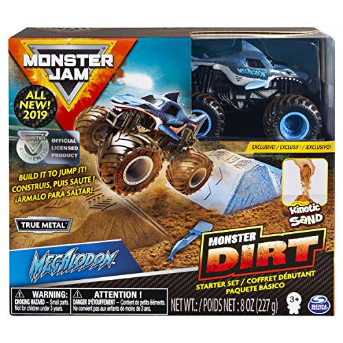Monster Jam, Megalodon Monster Dirt Starter Set, Featuring 8oz of Monster Dirt and Official 1:64 Scale Die-Cast Monster Jam Truck