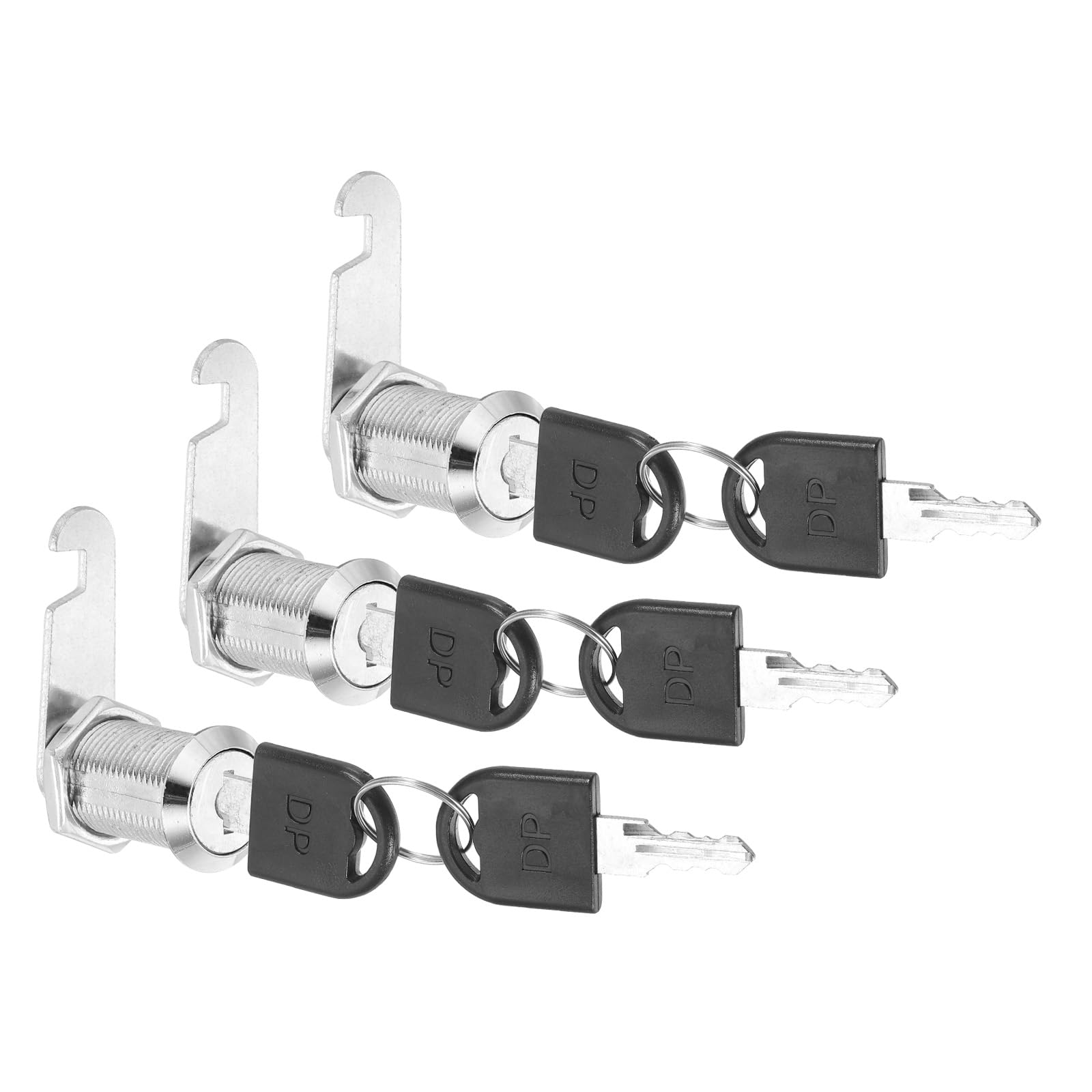 PATIKIL Cabinet Lock with Keys 3 Pcs 1-3/16"(30mm) Cam Locks Zinc Alloy Tool Box Lock Replacement Keyed Alike for Drawer Cupboard Household Mailbox RV Door Lock, Silver