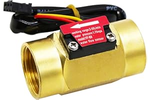 GREDIA G3/4" Female Thread Brass Water Flow Sensor Switch Hall Effect Liquid Flowmeter Fluidmeter Counter BSP 2-50L/Min（58mm in Total Length）