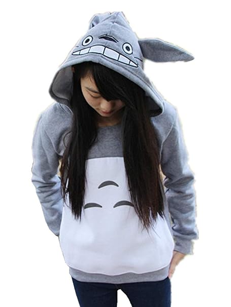 Double Villages Unisex Anime Kapuzenpullover Sweatshirt Hemd Meine Nachbar Totoro Lange Ärmel Vlies Mit Kapuze Sweatshirt