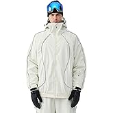 GSOU SNOW Men Ski Jacket Women Baggy Snowboard Jacket Snow Coat Mountain Jacket Hooded Waterproof Windproof Reflective Strip