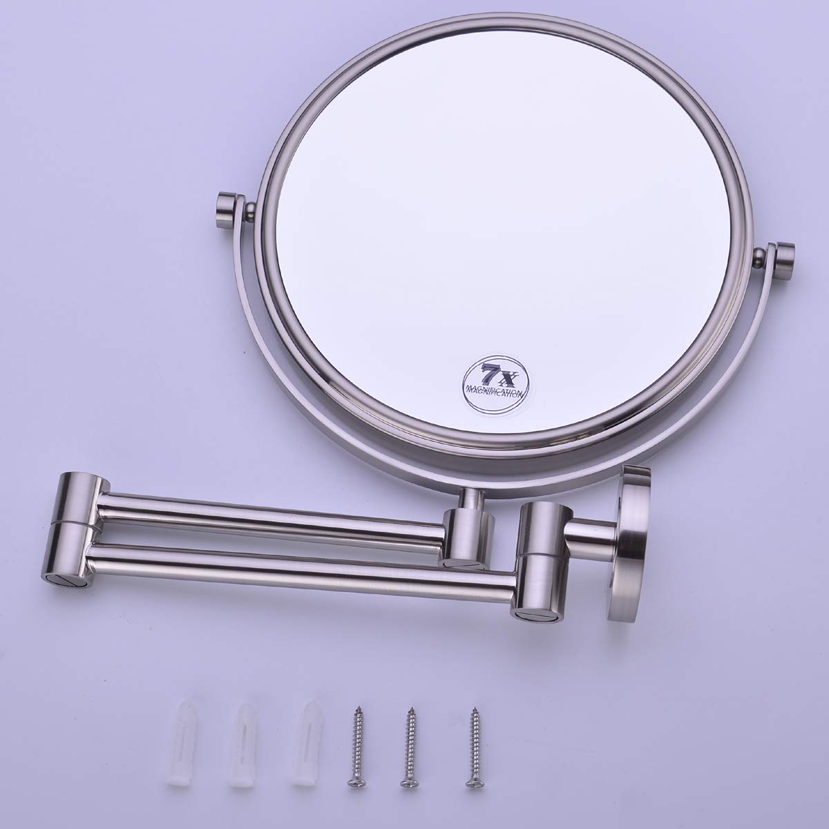Anpean 8 Inch Double Sided Swivel Full Brass Wall Mounted Makeup Mirror
