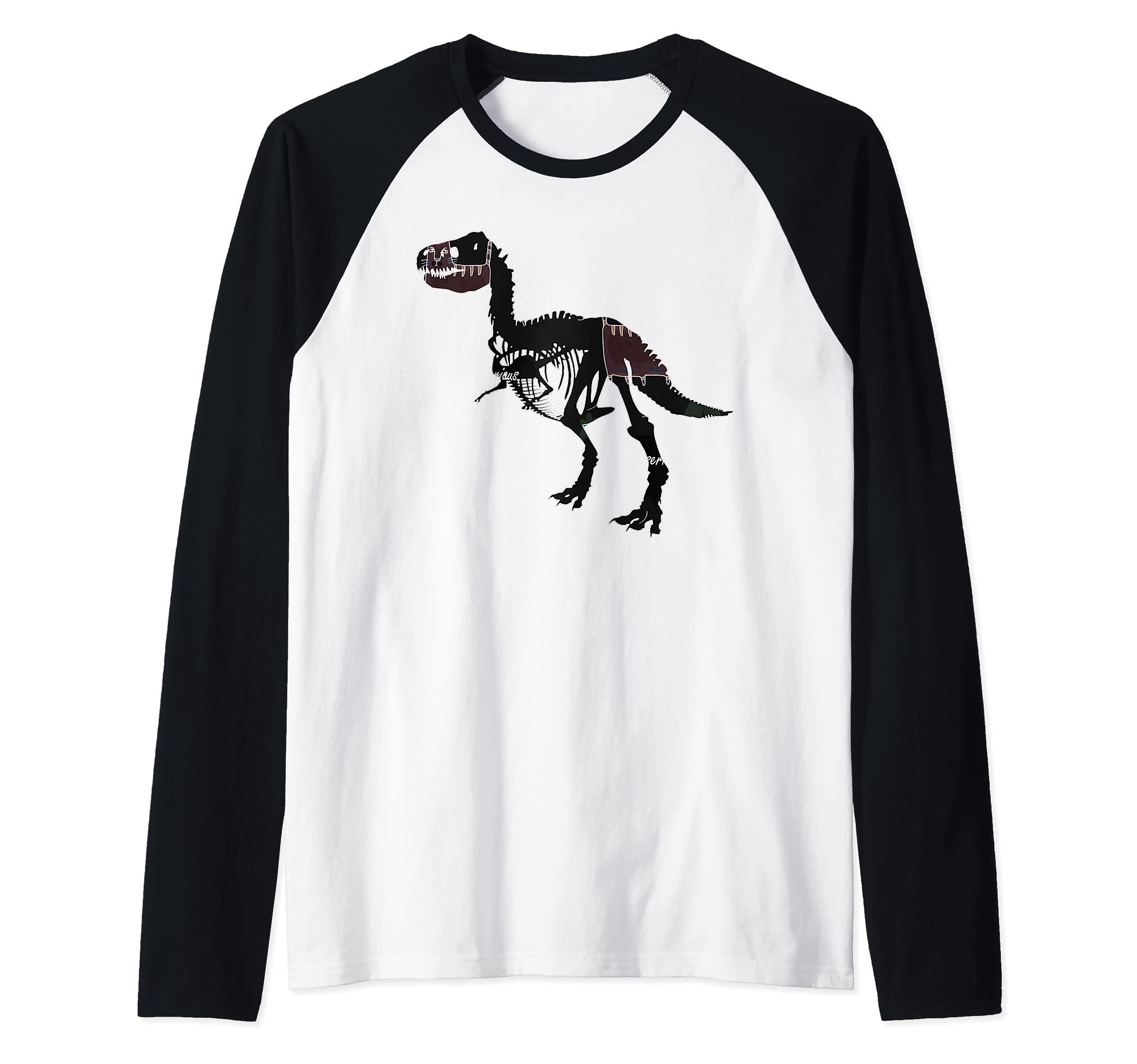 Tyrannosaurus Rex Animal T-Rex Creepy Dinosaur Raglan Baseball Tee