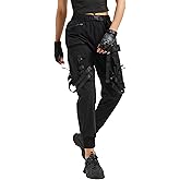 MEINVQIAOTI Functional Techwear Punk Dark Goth Pants Jogger Tactical 7 Pockets high Waisted Black Cargo Pants for Women
