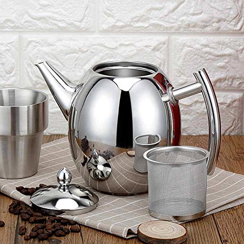 Zunate Teekanne kaffeekanne mit Filter,Edelstahl Teebereiter Kaffeekanne Teekanne mit Siebeinsatz,Dauerhafter,groÃer Kapazität,1L / 1.5L (1L)
