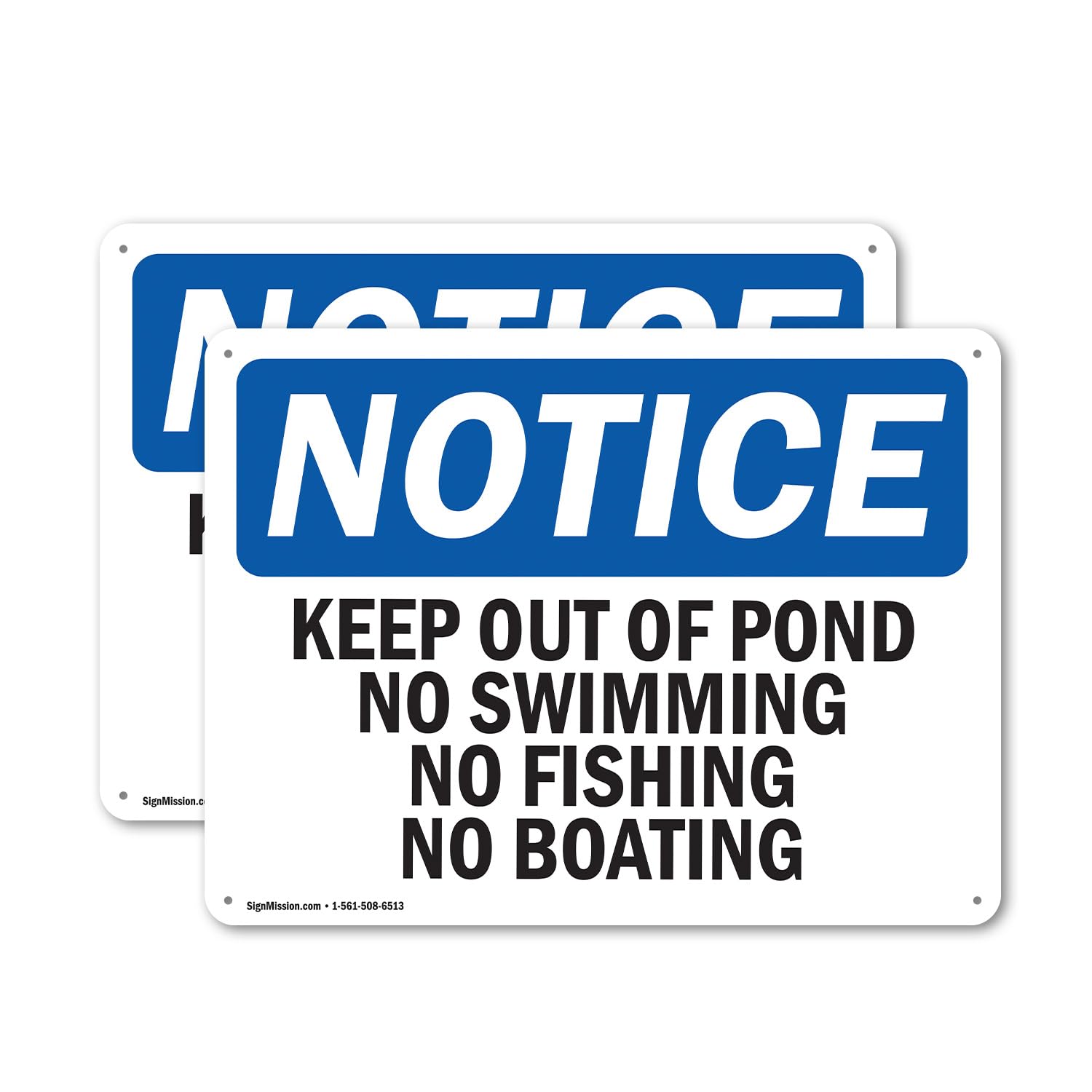 Photo 1 of (2 Pack) Keep Out Of Pond No Swimming No Fishing No Boating OSHA Notice Sign 14 Inch X 10 Inch Indoor/Outdoor Rust-Free Aluminum Metal Signs for Workplace, Workshop, and Construction Site