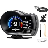 OBD2 Gauge Display, Heads Up Display for Cars, Gauge with OBD GPS Dual System, OBD2 Speedometer for Car with Water TEM, Volt, Mileage, Overspeed &amp; Fatigue Driving Alarm, RPM, Works Great for Most Cars