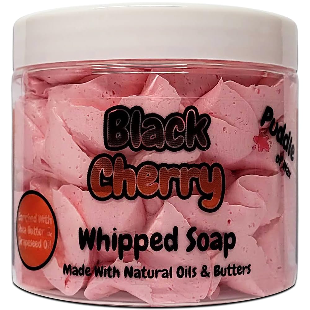 Black Cherry Whipped Soap Body Wash - 150g - Natural Oils and Butters - Fruity Scent - Vegan Friendly - Puddle of Wax - Made in the UK