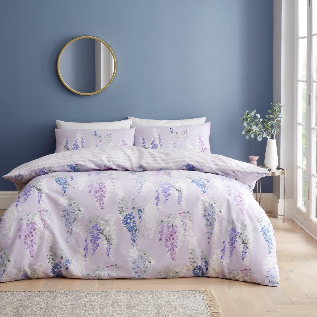 GC GAVENO CAVAILIA Reversible Duvet Cover Double Bed - Leafs 3 Piece Double Quilt Cover (200 x 200 m) with Pillowcases - Washable Bedding Comforter Set - White