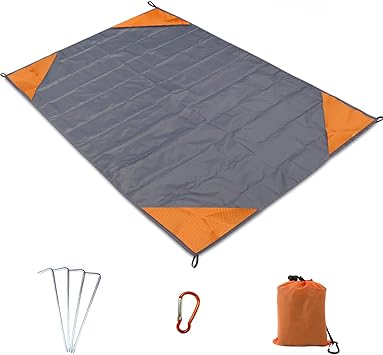 Amazon Kiranic テントシート グランドシート ビーチマット4人用 140 180cm レジャーシート コンパクト 撥水加工 水洗い可能 耐久 超軽量 持ち運びやすい 折りたたみやすい 広サイズ 収納バッグ付き ペグ付き Kiranic ピクニックブランケット