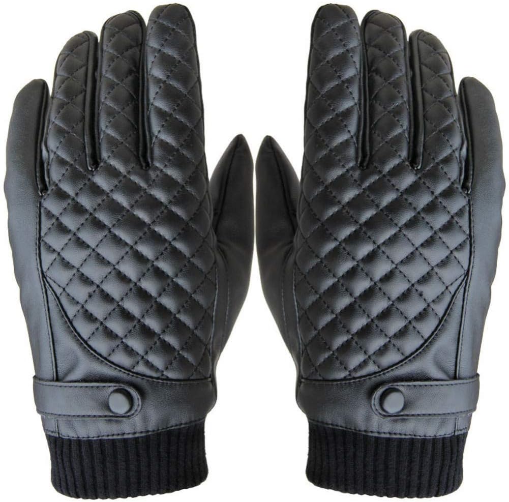Gloves Men Thermal Pu Leather Fingerless Gloves Winter Outdoor Sports Motorcycle Ski Gloves Touch Screen Mitten