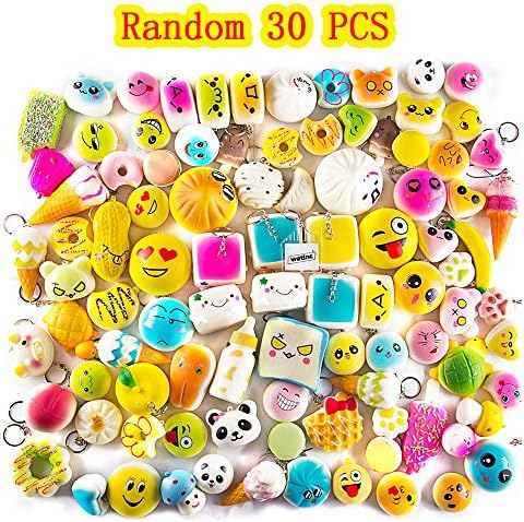 ST2 30 PCS Random squishy charms Kawaii Simulation Bread Scented Slow Rising Children Toy Soft Cake/Panda?Bread/Buns Phone Charm Chain