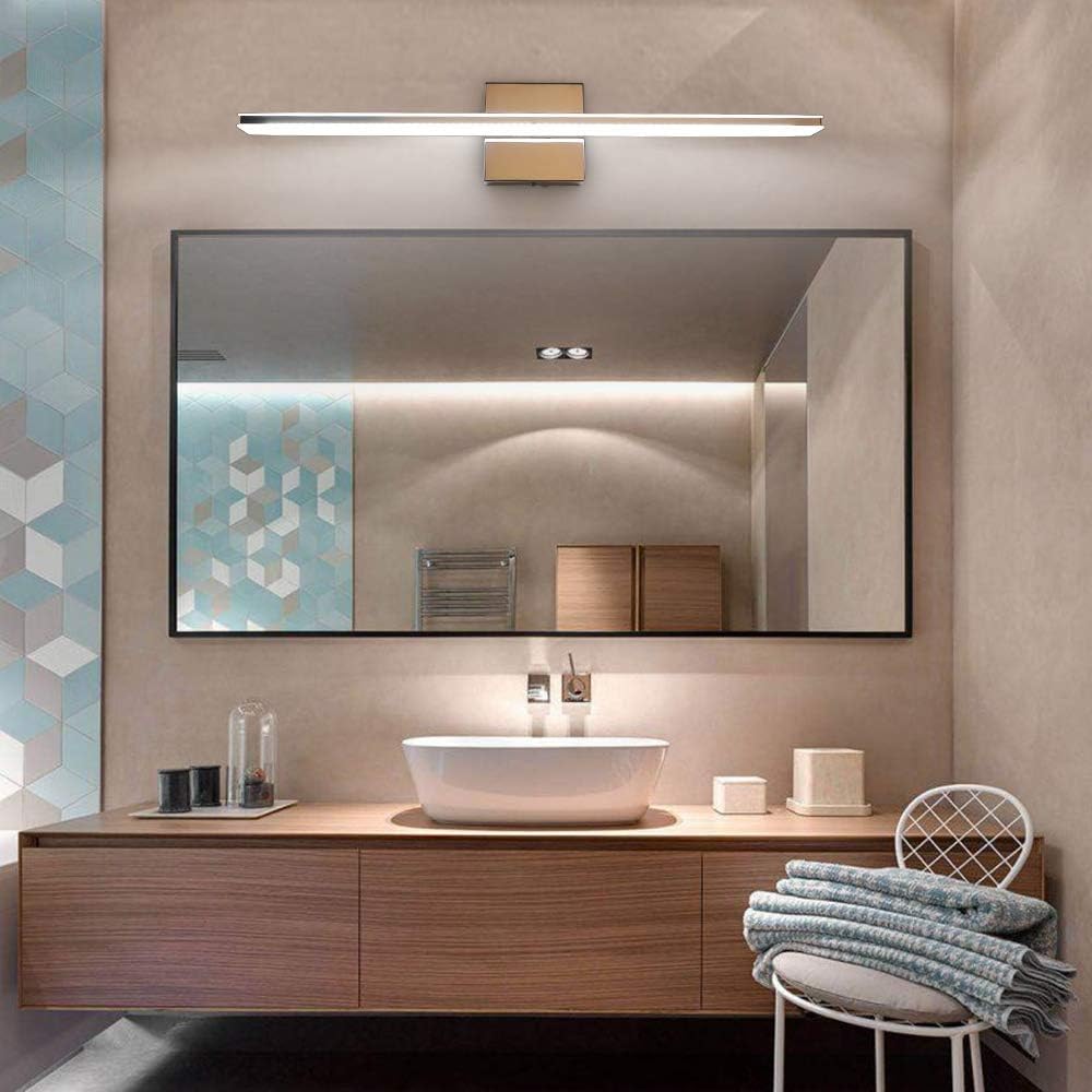 LED Vanity Lights, BRIVOLART 24 Inch 14W Cool White 6000K LED Bathroom Bedroom Vanity Light Fixtures Modern Chrome Bathroom Vanity Lights for Mirror - - 
