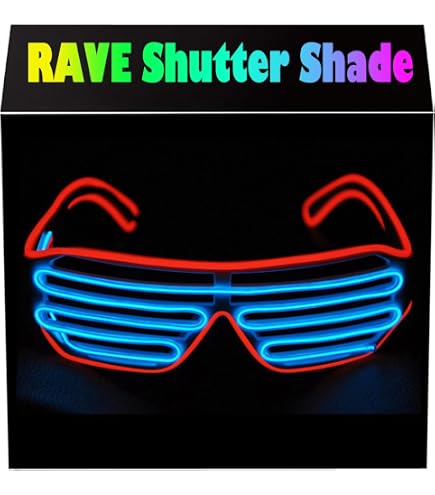 PINFOX Shutter EL Wire Neon Rave Glasses Flashing LED Sunglasses