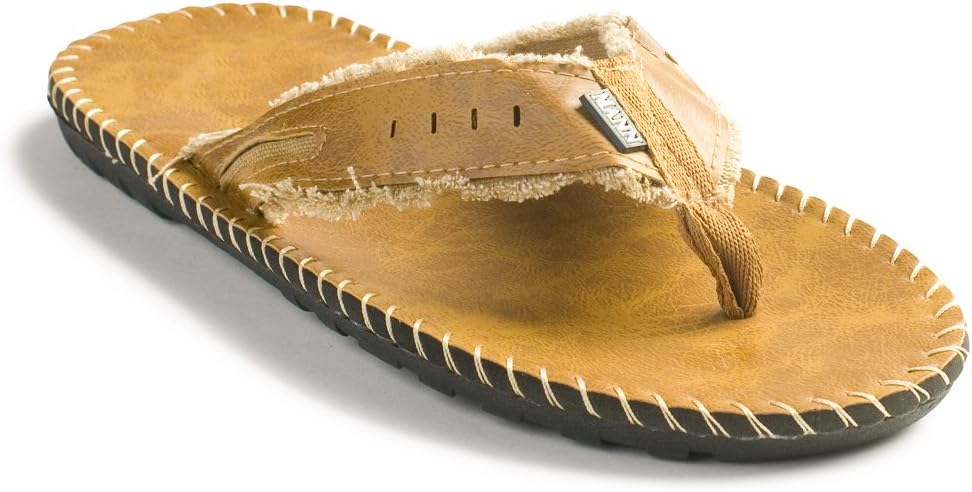 Mens"Ripped Jean Look" Faux Leather Thong Sandal Slipper Flipflop With Classy Stiching Plus A FREE"SHOP USA" Brand Satin Eye Mask