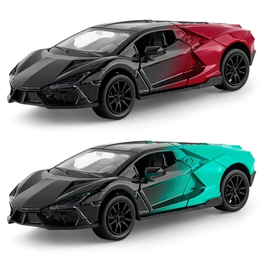 FCXVXCL Model Car 2PCS Alloy Pull Back Cars Open Doors by Manual Premium Collectible Diecast Vehicle Model Gift Casting Car Vehicle for Boys and Girls Birthday Christmas Party