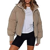 AMEBELLE Women Winter Thermal Baggy Stand Collar Full Zip Puffer Down Coats Jacket