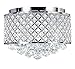New Galaxy Lighting 4-Light Chrome Finish Round Metal Shade Crystal Chandelier Semi-Flush Mount Ceiling Fixture