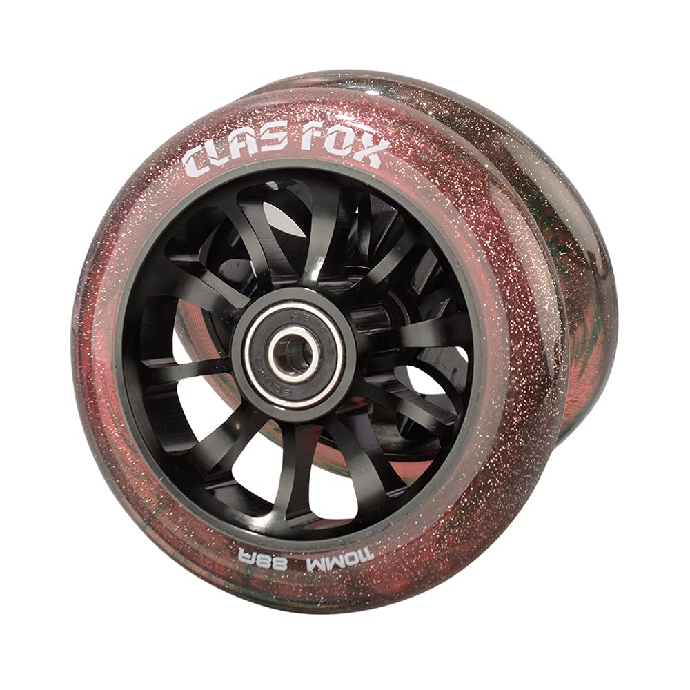 CLAS FOX Pro Stunt Scooter Wheels 110 mm, One Pair with ABEC-9 Ball Bearings, CNC Metal Core (2 Pieces) (Transparent Brown)