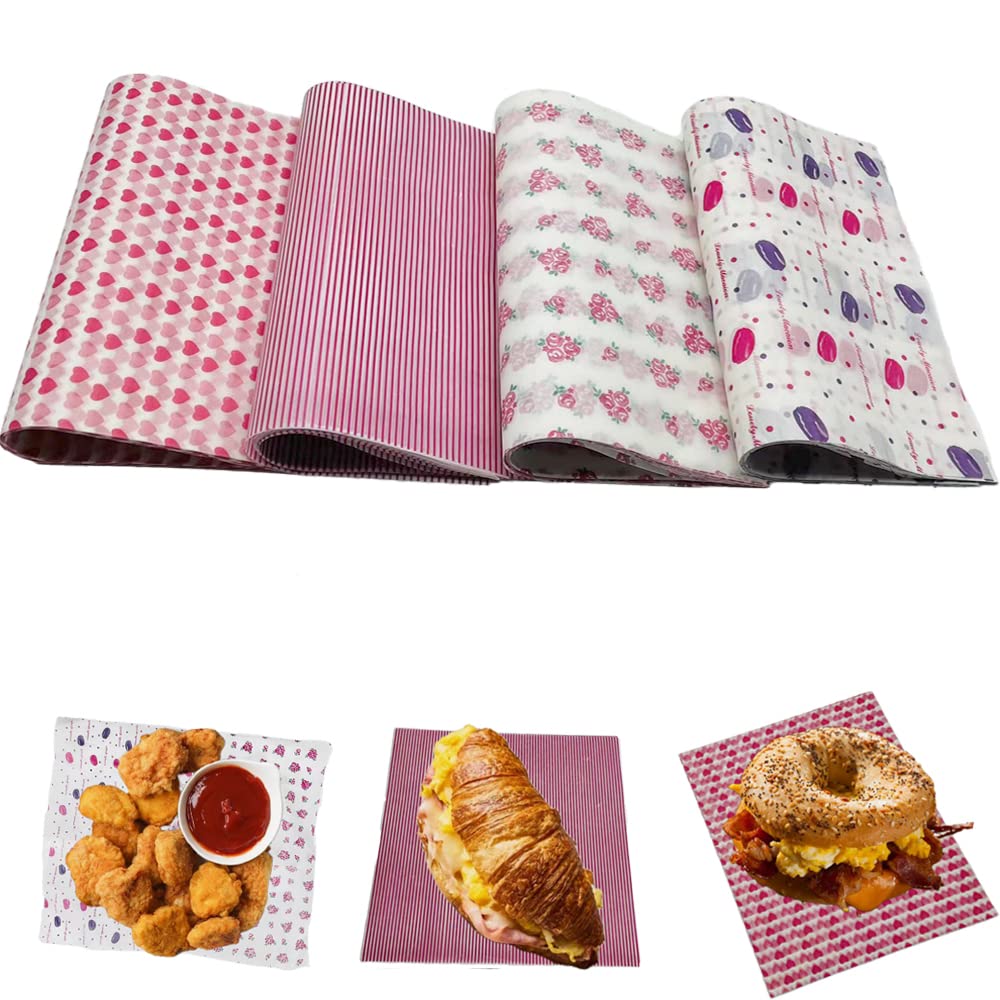 Photo 1 of 200 Pieces Wax Paper Deli Paper Sheets Sandwich Wrap Parchment Paper Picnic Paper Sheets for Food Basket Liner, Party,Kitchen,Restaurant(9.8inx8.5in)