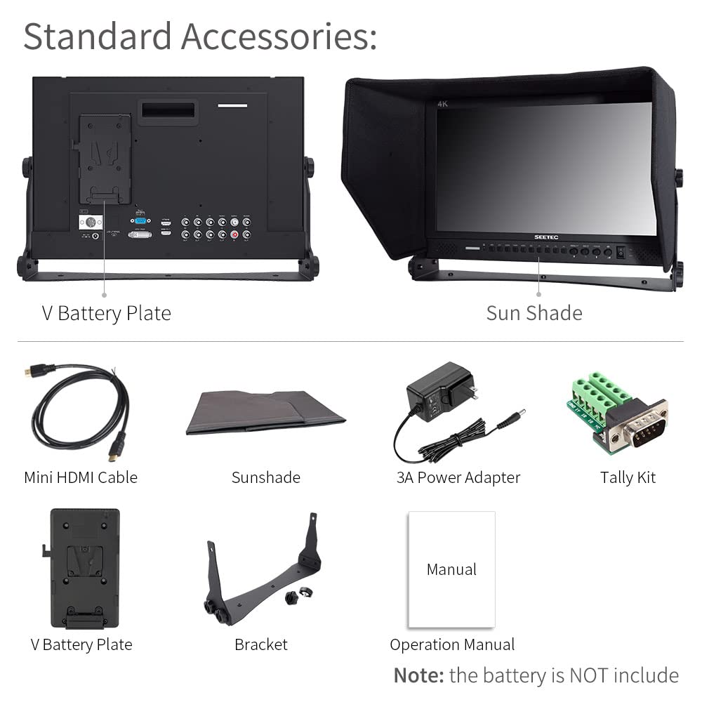 SEETEC P173-9HSD 17.3 Inch 1920x1080 Desktop Monitor for Broadcast LCD Monitoring with 3G-SDI HDMI AV YPbPr