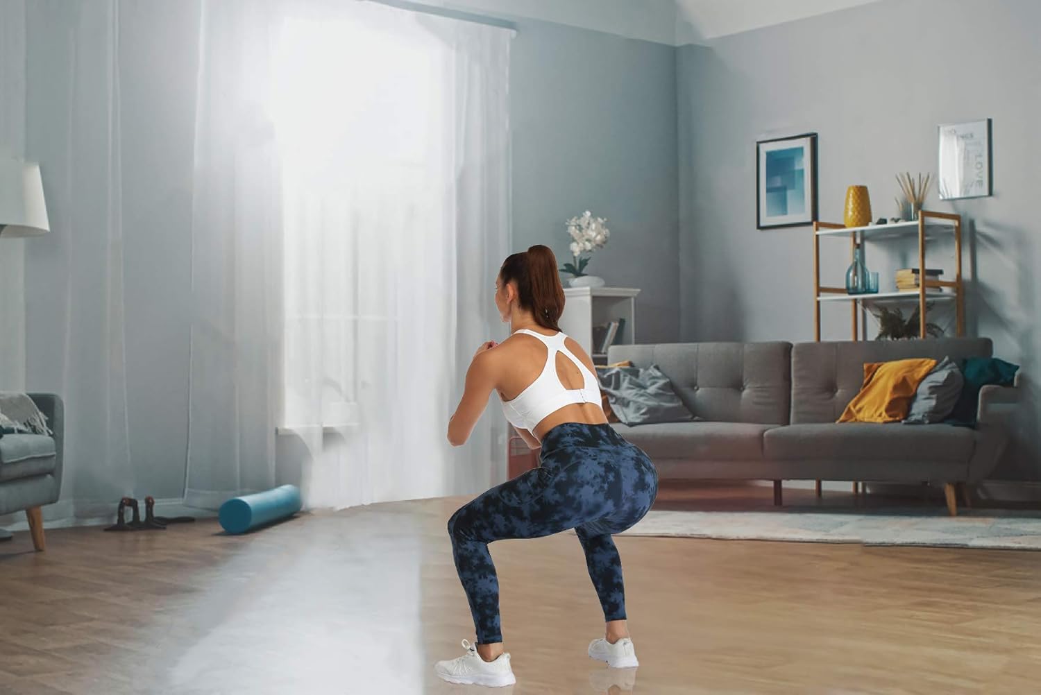 UURUN High Waist Yoga Pants Printed Workout Running Tie Dye Leggings with Pockets - Non-See-Through Fabric: Clothing