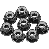 MECCANIXITY 8 Pcs M5 Pitch 0.8mm Aluminum Alloy Lock Nuts Flanged Hex Nuts Nylon Locking Serrated for RC Drone Quadcopter Motor Prop Adapter FPV Parts Fasteners, Black