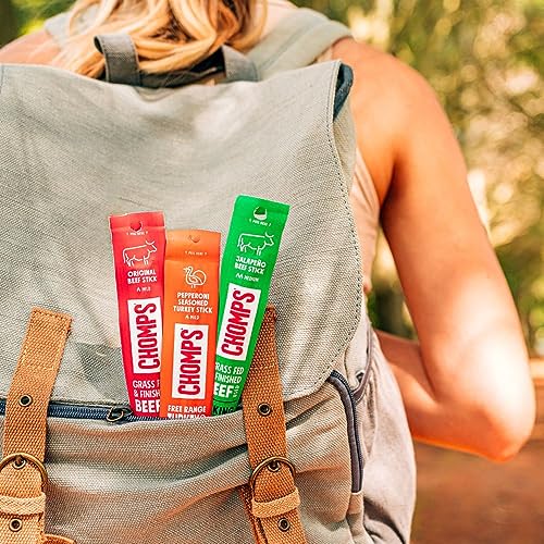 CHOMPS Free Range Pepperoni Turkey Jerky Meat Snack Sticks, Keto, Paleo