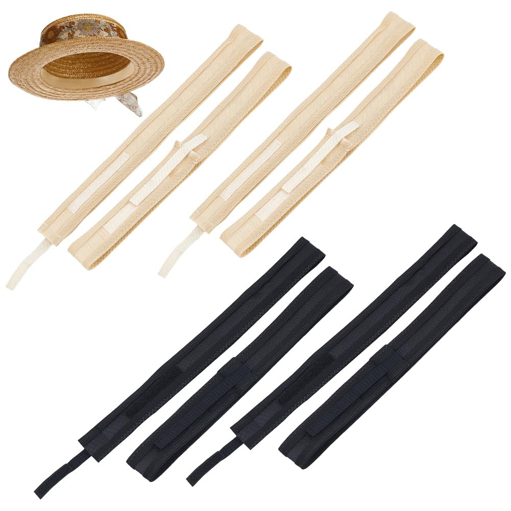 BENECREAT 8Pcs 2 Colors Hat Size Tape Reducer Liner, Polyester Paste Style Adjustable Bands Sizer Insert for Caps Sewing Crafts, 50x3cm