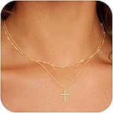 GRCLD Cross Necklace for Women Dainty 14K Real Silver Gold Plated Layered Cross Pendant Necklace Stack Simple Trendy Cute Charm Choker Necklaces Jewelry Gift for Women Teen Her