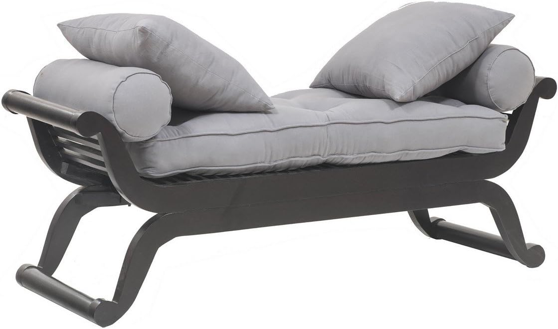 The Jaipur Living Swiss Long Bench (Ebony Finish, Dark Grey)
