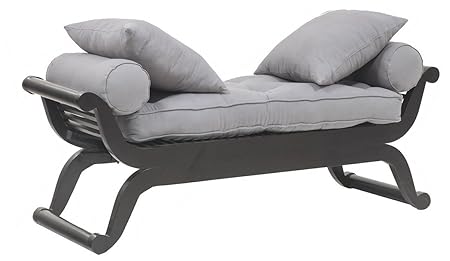 The Jaipur Living Swiss Long Bench (Ebony Finish, Dark Grey)