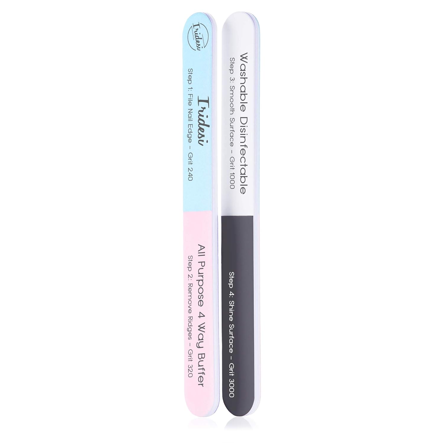 4 Way Nail File and Buffer, 7 Inches Long, All Purpose, Best For Natural Nails, Save Time and Money, 4 Fingernail Files in 1, Professional Care Manicure Tools By Iridesi, 12 Pack : Nail Files And Buffers : Beauty