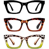 Hubeye Oprah Style Reading Glasses for Women Men Blue Light Blocking Computer Square Readers with Spring Hinge