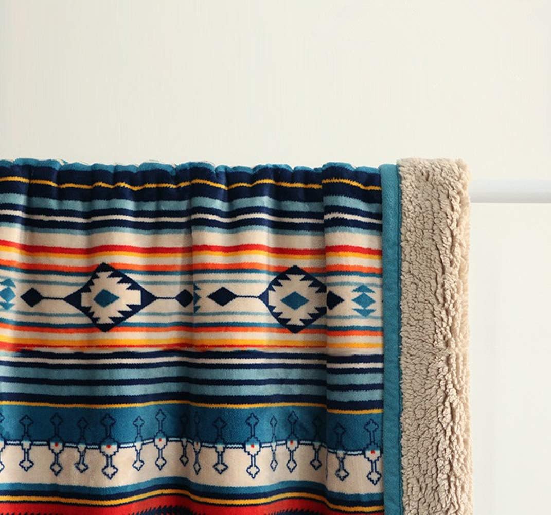 Ukeler Flannel Sherpa Throw 50'' x 60''- Bohemian Soft Plush Flannel Blanket Throws for Bed/Couch/Sofa/Office/Camping: Home & Kitchen