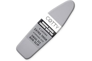 COTTY HOME Extra Thick Ironing Board Covers with Pad Standard Size 15x54, Heat Reflective Full Scorch Resistant Padding, Snug Fit Non-Slip Nose Pocket Fastener Straps Elastic Edges, Gray