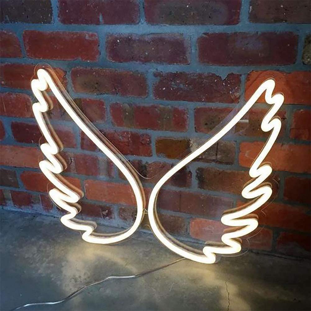 Ulalaza Neon Light Sign LED Night Lights USB Operated Decorative Marquee Sign Bar Pub Store Club Garage Home Party Decor (Angel wing)
