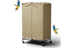 Yvmeu Bird Cage Cover for Night - with Detachable Top Panel Blackout Birdcage Cover for Winter Universal Breathable Large Cage Cover for Bird (Khaki, 26x19x40 inch)