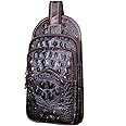 Hebetag Leather Sling Bag Crossbody Backpack for Men Women Travel Outdoor Sports
