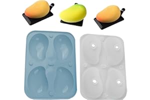 Four Grid Mango Cake Molds, 19x13.9x5cm, 3D Mango Shape Silicone Cake Mousse Mold, Fruit Shape Dessert Baking Tools, Easy Dem