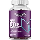Hyland's Rest and Fortify Zen Sleep Aid and Immune Support, 42 Vegan Gummies, with Melatonin and L-Theanine for Sleep Support and Organic Black Elderberry, Vitamin C and Zinc