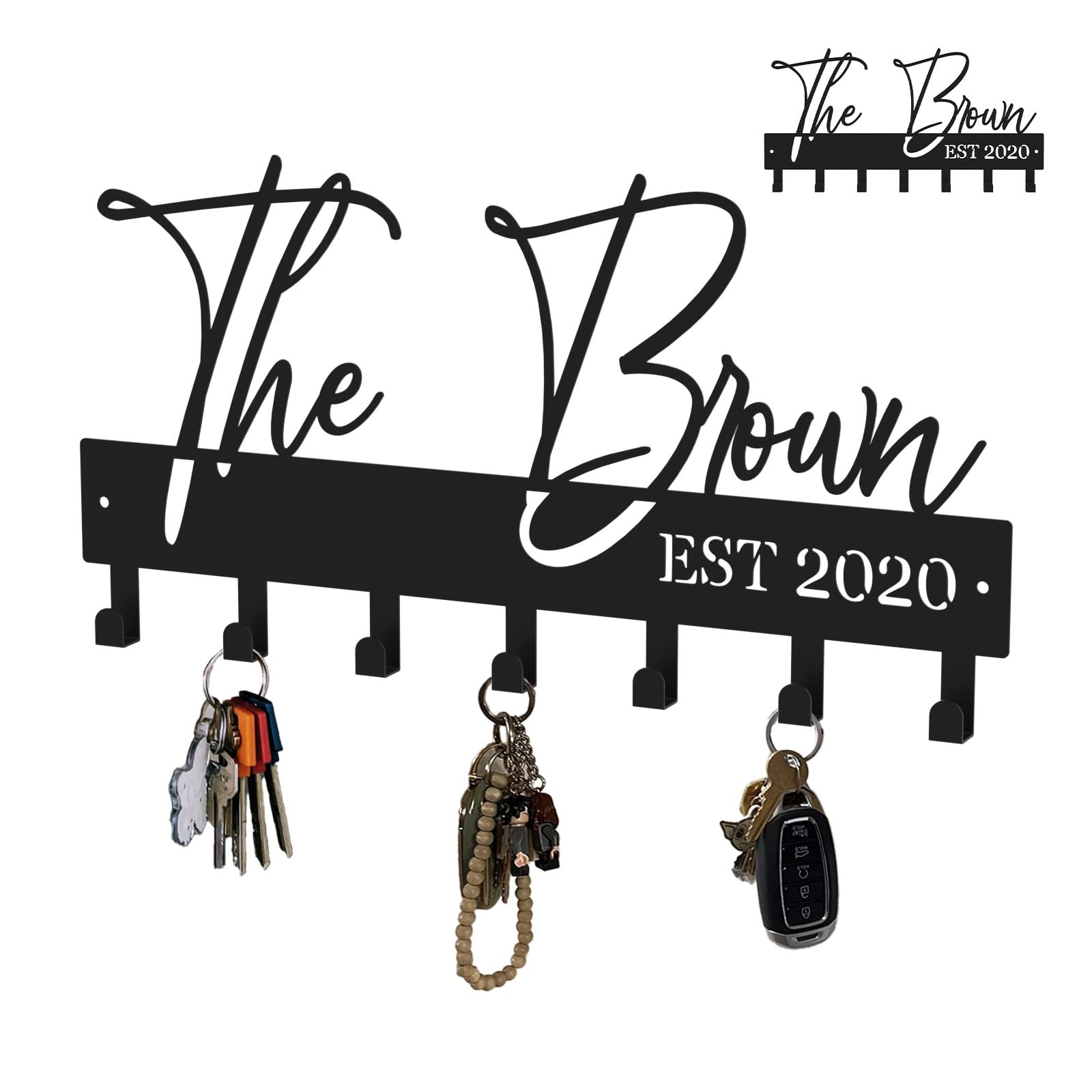ShowMtheM Customized Meaningful Phrase Key Holder Wall Mount,Black Exquisite Metal Key Hanger for Wall,Key Hooks with Screw for Hallway,Office,Kitchen Decor