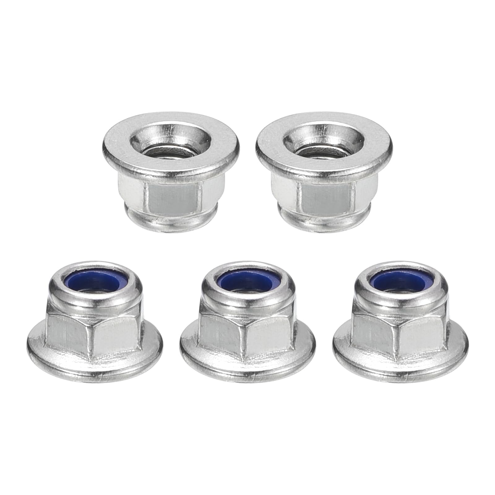 TA-VIGOR 100Pcs M5 x 0.8mm Flange Lock Nuts, Stainless Steel Nylon Insert Hex Self Locking Nuts for Industrial Construction Fasteners