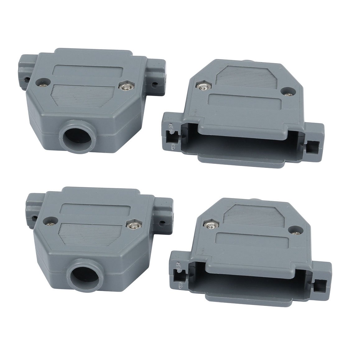 sourcingmap 4pcs DB25 Male/Female Port D-Sub Connector Kit Cover Housing Assembly Shell Plastic Hood Gray