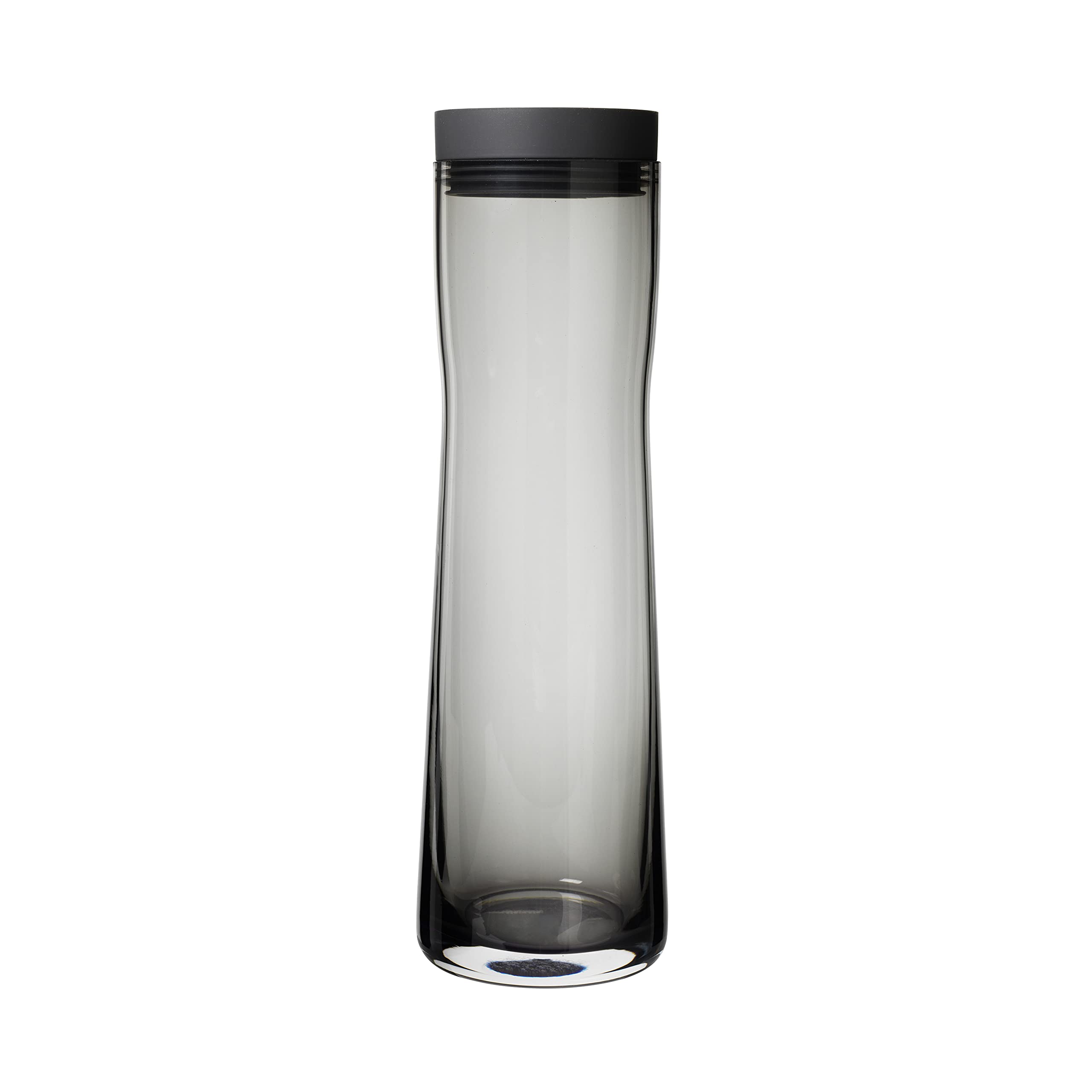 blomus -SPLASH- Smoked glass water carafe, smoke/dark gray, 1 liter capacity, silicone/stainless steel lid, easy to use (H/ W/ D 29.5 x 9 x 9 cm, 63807)