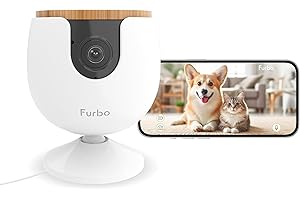 Furbo Mini Pet Camera: Security Cam w/Barking/Meowing Alerts, Cat or Dog Tracking w/Phone App, Smart Home Indoor Monitoring, 2-Way Speaker. No Subscription Needed. Standard See, Talk & Toss Features